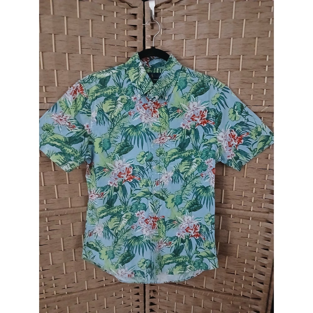 Vtg Ralph Lauren Men's Slim Fit Cotton Camp Shirt Sz M Floral Hawaiian Resort